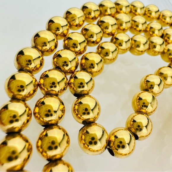 VINTAGE NAPIER BALL BEAD POLISHED GOLD PLATED NECKLACE - Picture 3 of 12